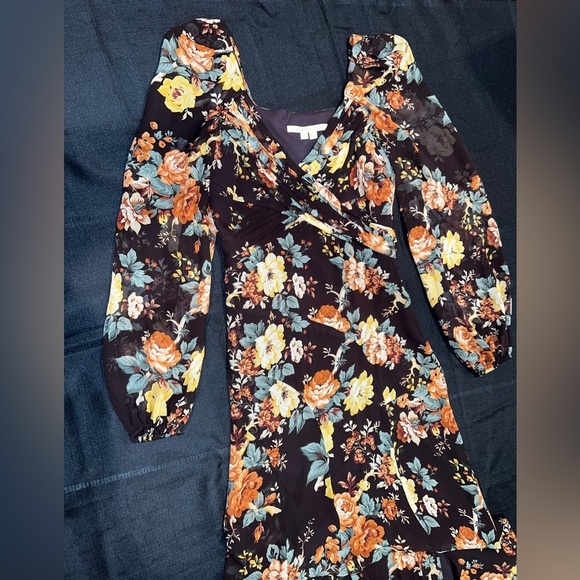 VERONICA BEARD Avani floral printed silk long sleeve maxi dress in size 0 - Picture 6 of 17